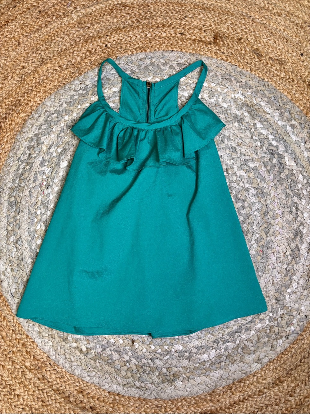 Charlotte Russe Teal Ruffle-Front Tank